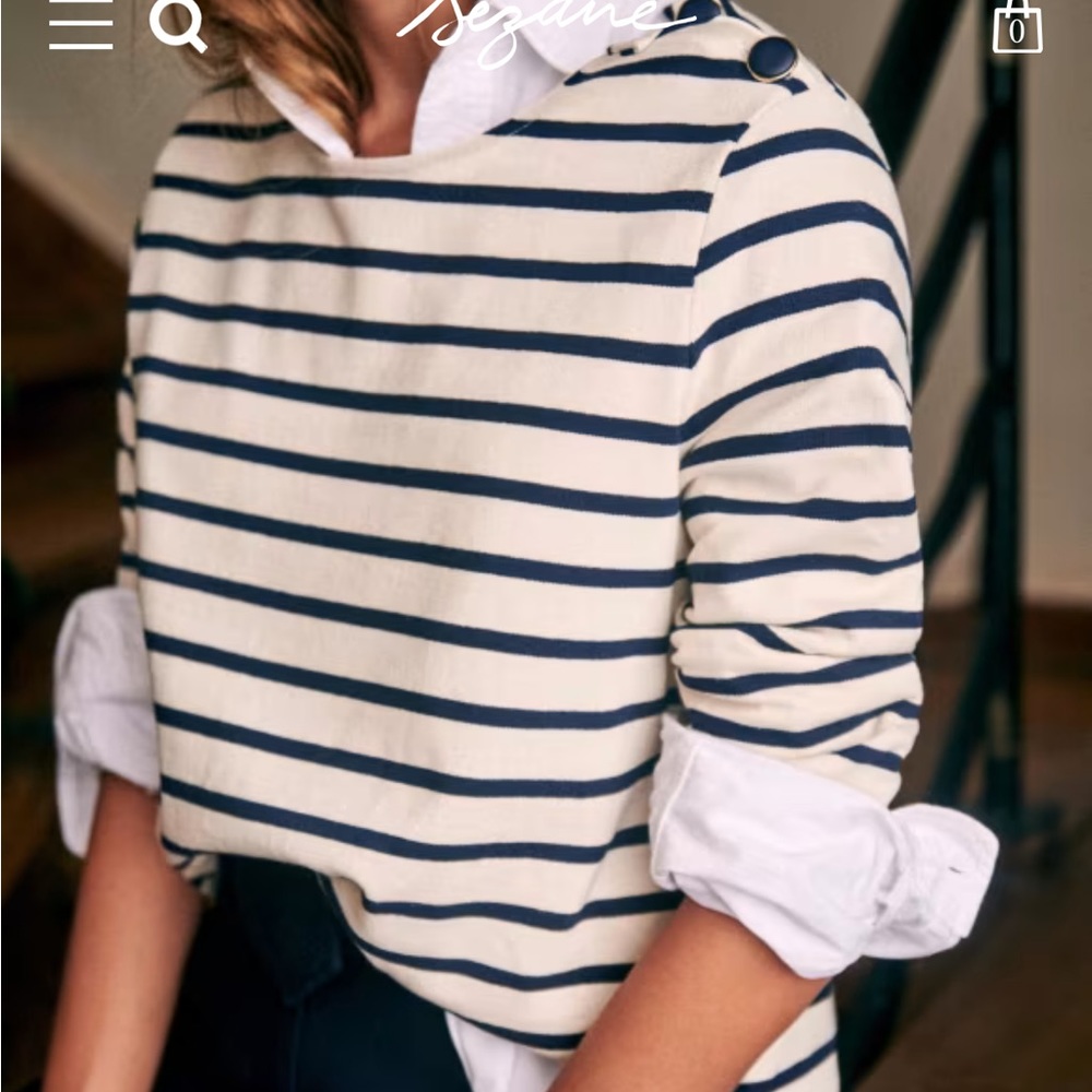 Sezane Colette Mariniere Breton Striped Shirt.